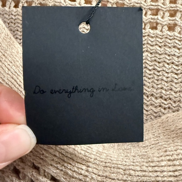 Do Everything in Love Anthropologie Beige Knit Boho Cottagecore  Poncho Sweater - Picture 5 of 8